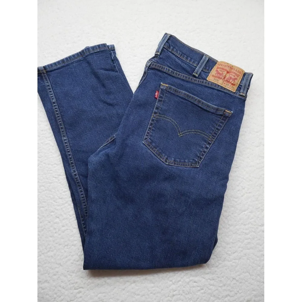 Levis 505 Jeans Mens Sz 38x32 Regular Fit‎ Straight Leg Dark Blue Denim